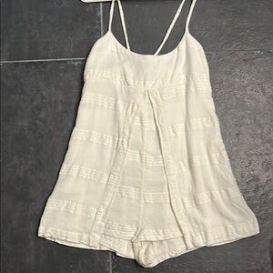 Free People White Romper linen Blend Dress Small S